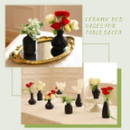 Small Black Vases Set of 8 - Mini Ceramic Bud Vases for Flowers - Image 5