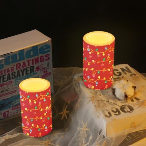 Christmas Decor Flameless Pillar Candles with Remote Timer - Image 6