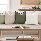 decorUhome Linen Fringe Cream White Throw Pillow Covers 22x22 Set of 2 - Image 6
