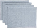 Over&Back Set of 4 Woven Chambray Placemats - Colorful Dining Table Mat - 100% Cotton - Machine Washable - Kitchen and Home Decor - Blue - 14" L X 20" W by overback