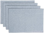 Over&Back Set of 4 Woven Chambray Placemats - Colorful Dining Table Mat - 100% Cotton - Machine Washable - Kitchen and Home Decor - Blue - 14" L X 20" W by overback