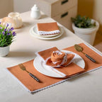 FINGERCRAFT Lace Cloth Napkins, Cotton Linen, 12 Pack, 20x20 Inch, Rust - Image 3