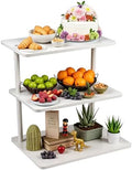 HURZMORO 3 Tier Serving Tray and Platters, Wooden Three Tiered Appetizer Serving Tray, Party Trays and Platters, 3 Tiered Tray Desert Stand, Food Stands for Display Party (Engineered Wood) by HURZMORO