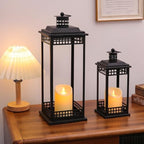 Decorative Candle Lanterns Set of 2, Black Metal for Indoor & Outdoor - Image 6