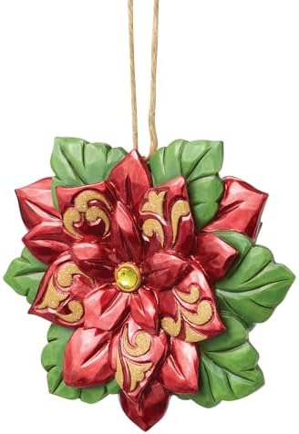 Enesco Jim Shore Heartwood Creek Legends of Christmas Poinsettia Hanging Ornament, 3.35 Inch, Multicolor - Image 2