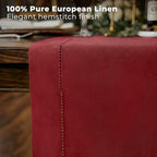 Signature Linen™ by D'Moksha, Red Table Runner 108 Inches Long, 100% Pure Linen, Hemstitch, 14 x 108 Inch Table Runner for Dresser, Dining- Fall, Weddings, Outdoor Hosting - Image 2