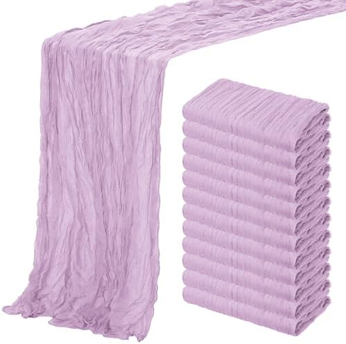 Aktor 12 Pack Lavender Cheesecloth Table Runner 10Ft Gauze Table Runner Boho Semi Sheer Cheese Cloth Fabric Runners for Wedding Birthday Baby Shower Party Table Decoration（Lavender） by Unknown
