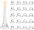 Hewory Glass Taper Candle Holders Bulk, 20 PCS Clear Candlestick Holders by Hewory