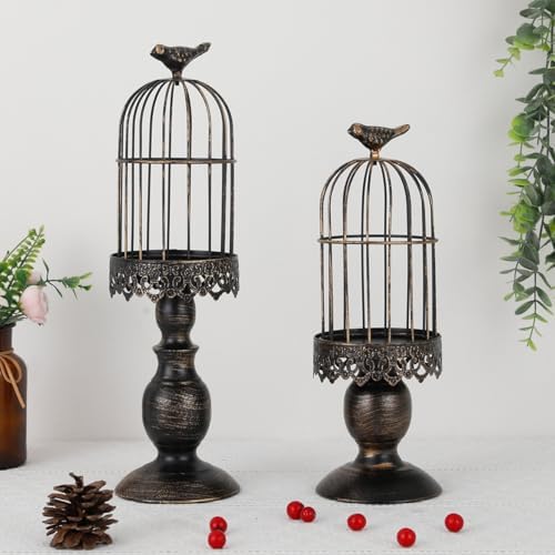 2PCS Iron Birdcage Candle Holder Decorative for Weddings Home Vintage Detachable Centerpieces Tables Hanging Outdoor Indoor Courtyard - Image 3