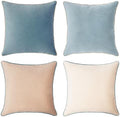 MONDAY MOOSE Decorative Throw Pillow Covers Cushion Cases, Set of 4 Soft Velvet Modern Double-Sided Designs, Mix and Match for Home Decor, Pillow Inserts Not Included (16x16 inch, Beige/Light Blue) by MondayMoose