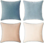 MONDAY MOOSE Decorative Throw Pillow Covers Cushion Cases, Set of 4 Soft Velvet Modern Double-Sided Designs, Mix and Match for Home Decor, Pillow Inserts Not Included (16x16 inch, Beige/Light Blue) by MondayMoose