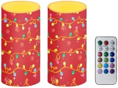 Christmas Decor Flameless Pillar Candles with Remote Timer - Image 2