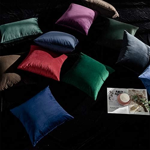 JUSPURBET 28x28 Euro Velvet Throw Pillow Covers Set of 2,Eggplant Purple - Image 5