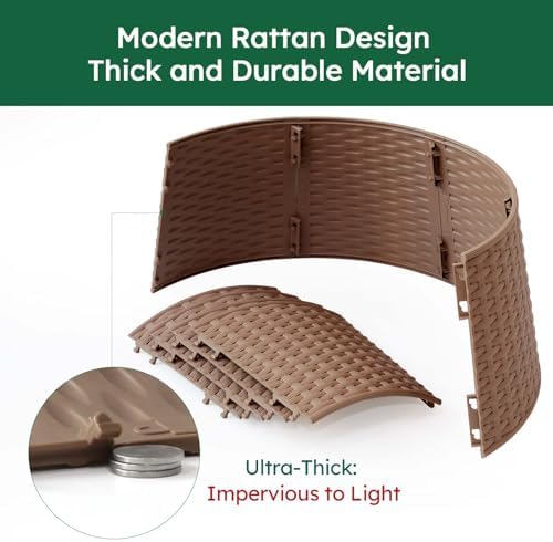 HarcoHome Christmas Tree Collar, 28.4" D Round Base Cover, Plastic Rattan Collar, Tree Ring for Artificial Trees, Tree Skirt for Artificial Xmas Tree Decorations (Extra Large, Brown) - Image 3