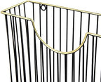 MyGift Art Deco Black Metal Wall Magazine Rack Mail Holder Brass Trim - Image 7