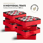 ZOBER Christmas Ornament Storage Box - Stores 128 3" Ornaments with Individual Trays - Tear Proof 600D Oxford Fabric - ornament organizer storage box, Durable Christmas Containers Holder - Red - Image 3