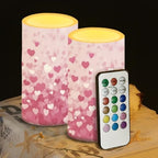 Valentines Day Flameless Candles with Remote and Timer LED Candles Flickering Battery Operated Fake Candle for Home Bedroom Living Room Dining Room Table Decor Set of 2 Pink Heart by WelcometoLuarisgur