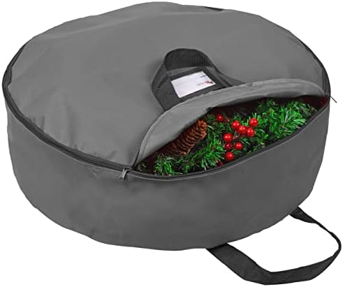 Heavy Duty Wreath Storage Bag 48" | Garland Wreaths Container with Handles| Durable 600D Oxford Polyester Material Xmas Holiday Wreaths Storage Holder (Gray) by Primode