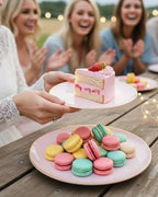 PULOTE 100PCS Pink Plastic Plates - Heavy Duty Pink and Gold Disposable for Party, Wedding, Mother's Day Include 50 Each (Dinner & Dessert) Plates - Image 4