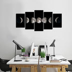 sechars Moon Phases Canvas Wall Art Decor Black and White Lunar Moon Pictures Paintings for Home Office Decorations Framed Ready to Hang - Image 5