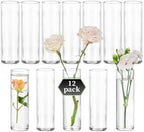 Glasseam Small Glass Flower Vase: 12Pcs Cylinder Bud Vases for Centerpieces by Glasseam