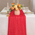 Snowkingdom 6 PCS Red Cheesecloth Table Runner 10 Ft, 120 inch Long Cheese Cloth Gauze Runners for Christmas Wedding Bridal Baby Shower Birthday Holiday Party Table Decorations - Image 2
