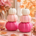 Marsui 2 Set 11.8'' Pink Stacked Pumpkins Breast Cancer Awareness Decor by Marsui