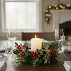 MOYEE Christmas Candle Holder Wreath Single 14 inch, Christmas Candle Ring - Image 6