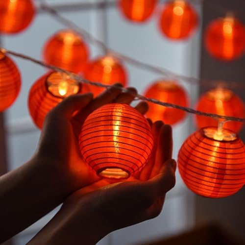 Red Lantern String Lights 19.6ft/6m 40 LEDs Hanging Lanterns Battery Operated String Lights with Remote Control for Chinese New Year,Spring Festival,Wedding,Party Decoration,Christmas - Image 4