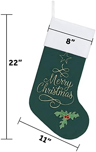 GEX Christmas Stockings 6 Pack for Family 22" Large Embroidered Classic Luxury Velvet Red Green Purple Blue Grey Brown Decorations for Fireplace Xmas Season (Set of 6) - Image 3