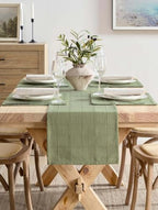ZeeMart Linen Checked Farmhouse Placemats Set of 6, Sage Green 13x19in - Image 5