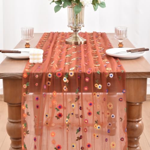 2 Pack Flower Table Runner Floral Daisy Fall Wedding Birthday Party Decor - Image 2