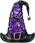 Halloween Snow Globe Lighted Witch Hat Decor Purple LED Glitter Water Globe by MXwcy