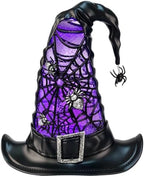 Halloween Snow Globe Lighted Witch Hat Decor Purple LED Glitter Water Globe by MXwcy