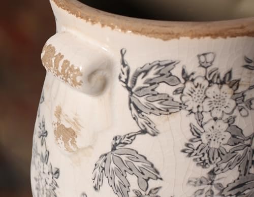 Rustic Farmhouse Ceramic Flower Pots, Vintage Antique Crock Planter & Vase - Image 3