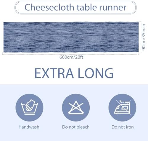LemonRoad 4 Pcs 20ft Cheesecloth Table Runners Boho Gauze, Dusty Blue - Image 2