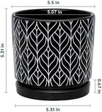 Flower Pots,5.5 Inch Black Ceramic Planters with Drainage Hole Set of 4 - Image 3