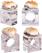 Citrine Cluster Napkin Rings Glass Base Dining Table Decor by AMOYSTONE%C2%AE