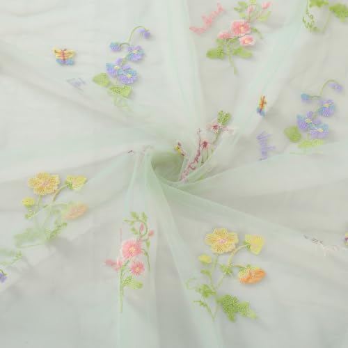QueenDream Sage Green Wildflower Floral Table Runner 3 Pcs 10FT Gauze Embroidery Table Runners for Home Wedding Baby Shower Birthday Party Decorations - Image 5