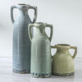 Ceramic Vase Set of 3, Rustic Crackle Farmhouse Vases for Home Decor by Letsupgradeyourhome