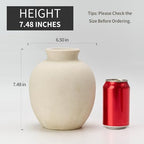 SIDUCAL Ceramic Decorative Flower Vase | 7.48 Inch Pottery Rustic Farmhouse Boho Vase for Home Decor, Table, Living Room, Bathroom, Coffee Desk, Shelf, Mantel Decoration, Wedding, White - Image 3