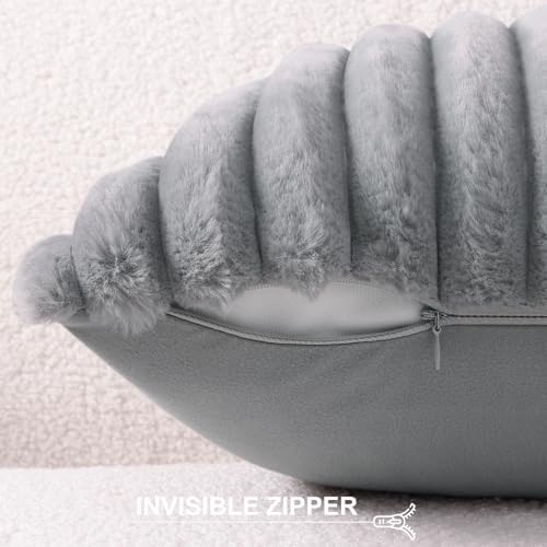 Pallene Faux Fur Decorative Throw Pillow Covers 26x26 Set of 2, Grey - Image 3