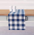 Solino Home 100% Pure Linen Table Runner, 14 x 120 in, Blue and White Check by SolinoHome