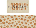 Fall Thanksgiving Pumpkin Kitchen Rugs Set of 2,Orange Hello Pumpkin Wooden Farmhouse Floor Mats and Rugs Non Skid Washable for Kitchen Home Decor (17"x47"+17"x30") by Xsinufn