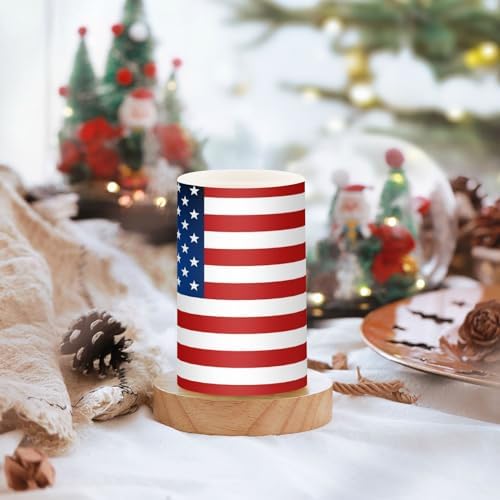 ALAZA US American Flag Independence Day 4th of July Flickering Flameless Candles Battery Operated with Remote Timer,Tea Light Candles LED Pillar Votive Candles Set of 2 for Outdoor Indoor Decorations - Image 5