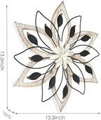 Remenna Whitewash Flowers Wood Wall Decor, Metal Rustic Wall Art Farmhouse Wall Decorations Multiple Floral Hanging Decor for Bathroom Living Room Home Office Garden Kitchen - Image 3