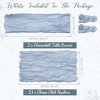 Pcs Cheesecloth Napkins and Table Runners Set, 10 ft Cheese Cloth Table Runners Boho Wedding Decor Rustic Wrinkled Gauze Napkins for Wedding Birthday Party Baby Shower(Gray Blue,26) - Image 2