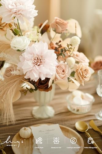 Ling's moment Artificial Wedding Flowers Combo, Beige & Sepia, Deluxe - Image 3