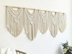 Extral Large macrame wall hanging, 71'' W x 32'' L boho wall art tapestry wall decor for urban entryway,living room,bedroom decor, headboard woven wall art, big fiber art over couch art for Yarn hallway (Wood Bead-B) - Image 6