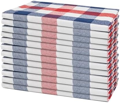 Red White and Blue Cloth Napkins - Reusable Patriotic Cloth Napkins - 100% Cotton 4th of July Napkins, 12-Pack, 20"x20", Patriotic Decor Napkins for Summer BBQs (Red, Blue & White) by OrganicCottonMart